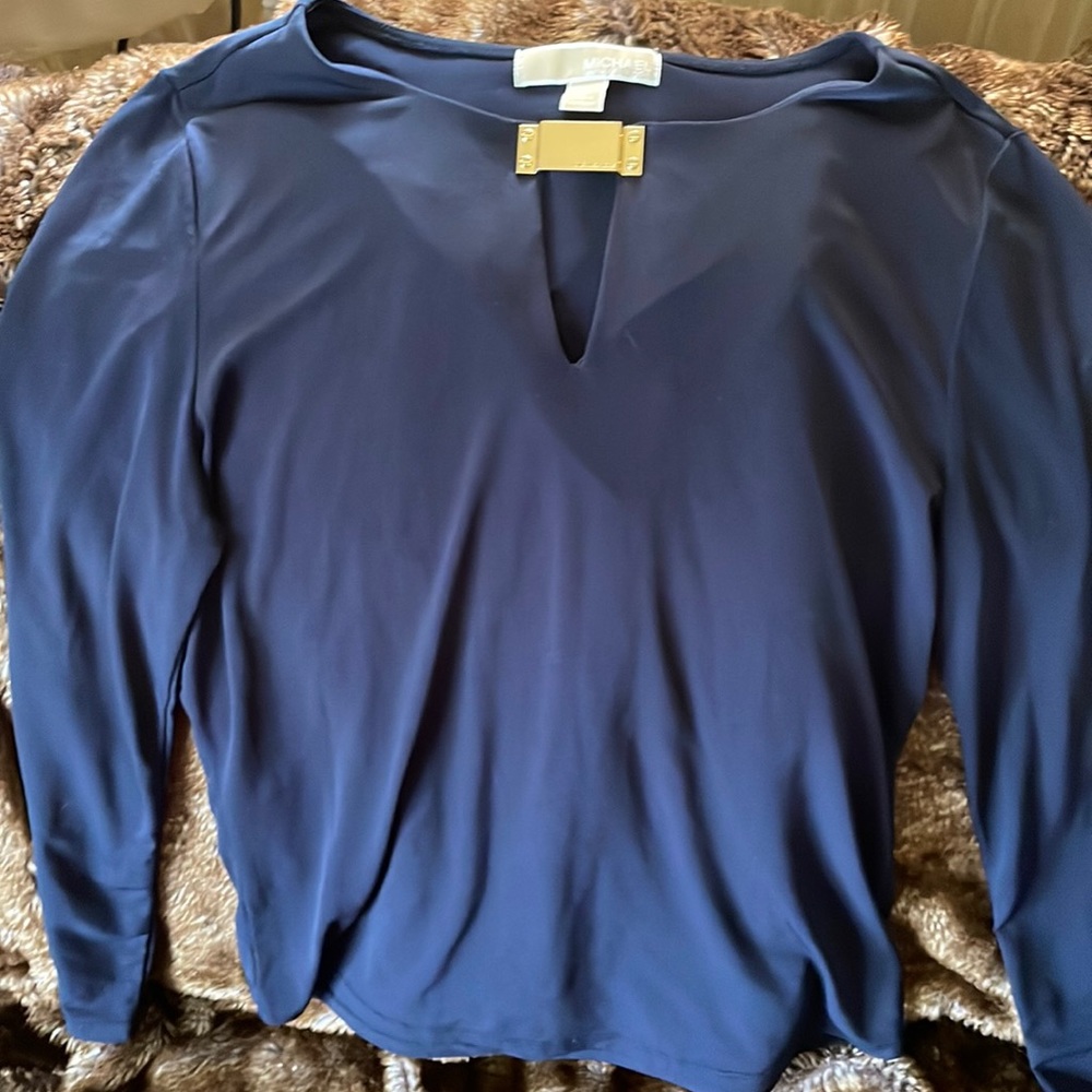 Long sleeved, navy blue Michael Kors shirt